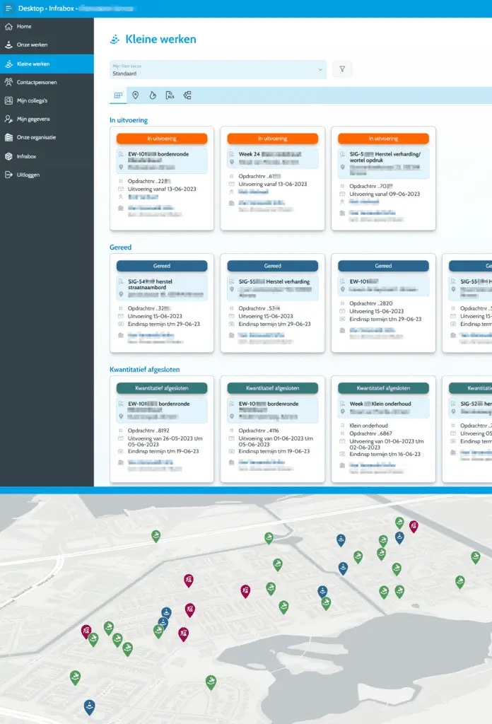 Infrabox screenshot Civiele Werken Raamovereenkomsten en deelopdrachten