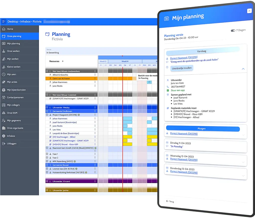 Infrabox screenshot Civiele Werken Planning Tool