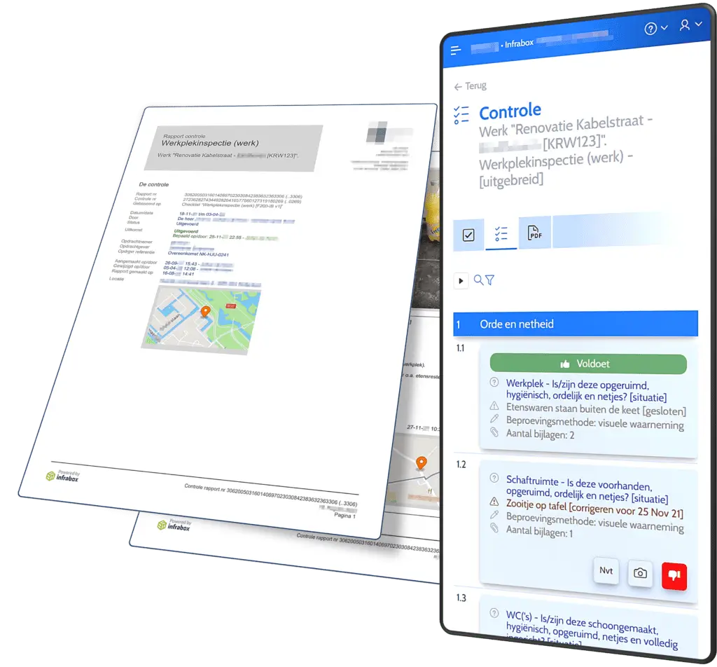 Infrabox software voor de GWW-, infra- en groensector screenshot Civiele Werken Werkplekinspectie