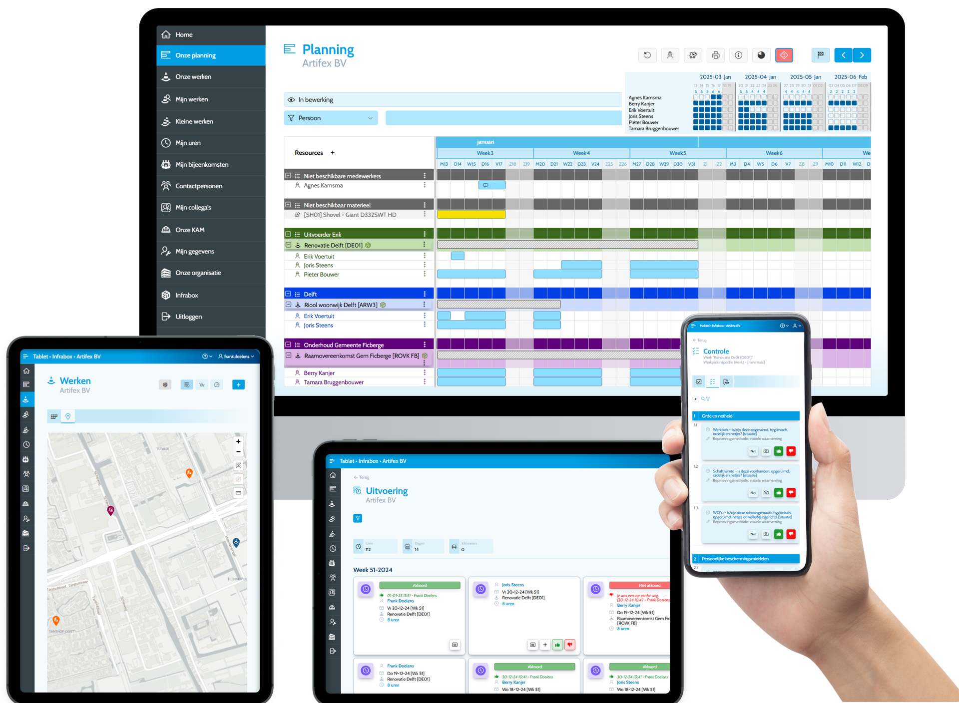 Software voor GWW infra- en groensector. Projectbeheer met digitale tools voor planning, urenregistratie, materieelbeheer en nog veel meer!