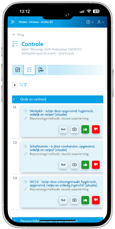 Werkplekinspectie op smartphone