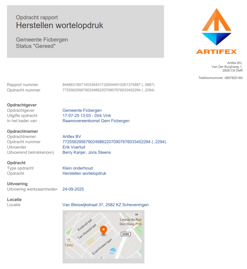 Rapportage deelopdracht elementenverharding wortelopdruk